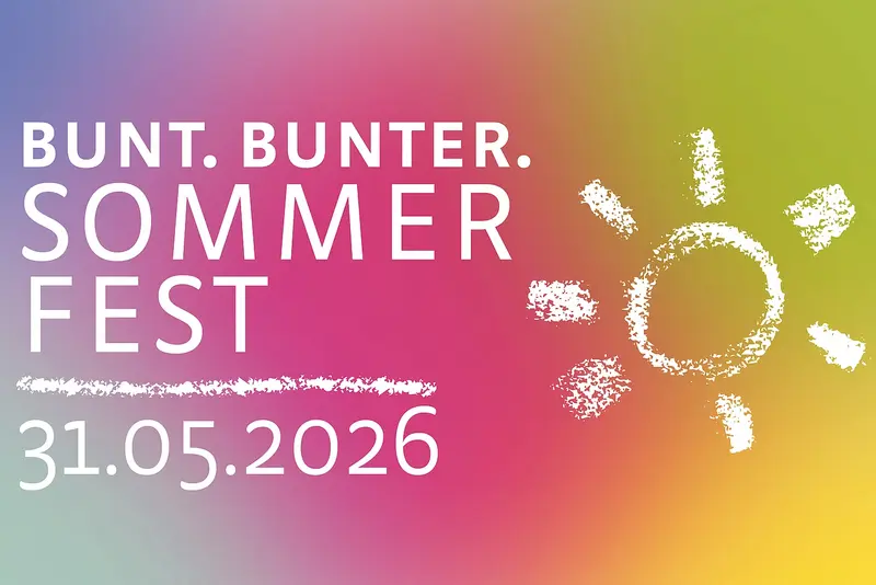 Das Bild zeigt das bunte Plakat des Sommerfests in Neuerkerode.